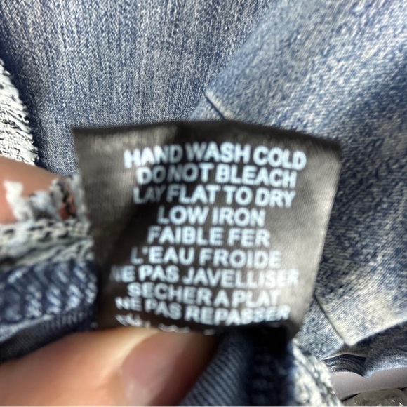 Minkas Chambray Tweed Cotton Blend Blue Full Zip Jacket Small - Picture 11 of 12